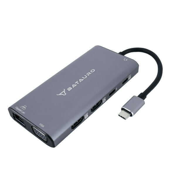 Imagen de producto Imagen de producto Imagen de producto Imagen de producto Adaptador Hub USB-C Batauro 2 x HDMI 1 x VGA 2 x USB 3.0 3 x USB-C 1 x PD 1 x SD 1 x Micro SD 1 x 3.5mm