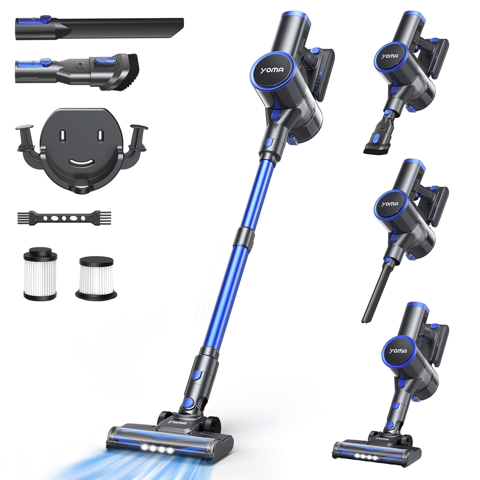 YOMA Cordless Vacuum Cleaner, 6-in-1 Rechargeable Stick Vacuum, 60mins Max Runtime, Lightweight Powerful Vacuum Cleaner for Home Hard Floor Pet Hair