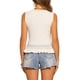 thumbnail image 3 of INSPIRAR CHIC Top de tanque corto de punto para mujer, cuello redondo, sin mangas, con canalé y ojales, suéter corto de verano, color beige, 3 of 5
