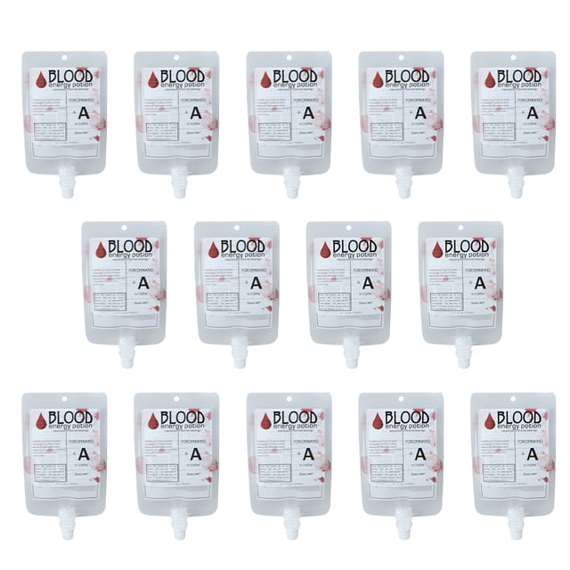 FELTECHELECTR 14 bolsas de sangre para beber, suministros para bromas de fiesta, recipientes portátiles para bebidas (tipo de sangre aleatorio)