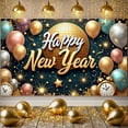 thumbnail image 3 of Gold Theme Happy New Year Banner Disco New Year Party Banner Colorful Balloons Sparkle Design Disco Ball Banner for New Year Party Holiday Celebration Indoor Party, 3 of 8