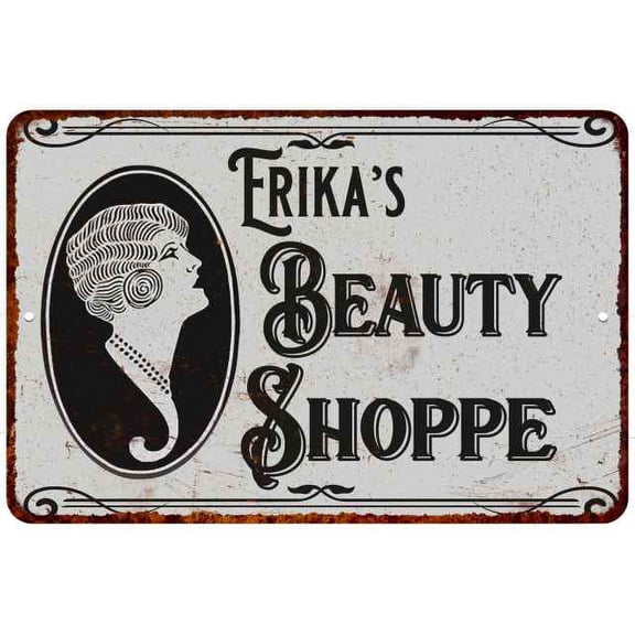Erika's Beauty Shoppe Chic Sign Vintage Decor 8x12 Metal Sign 108120021301