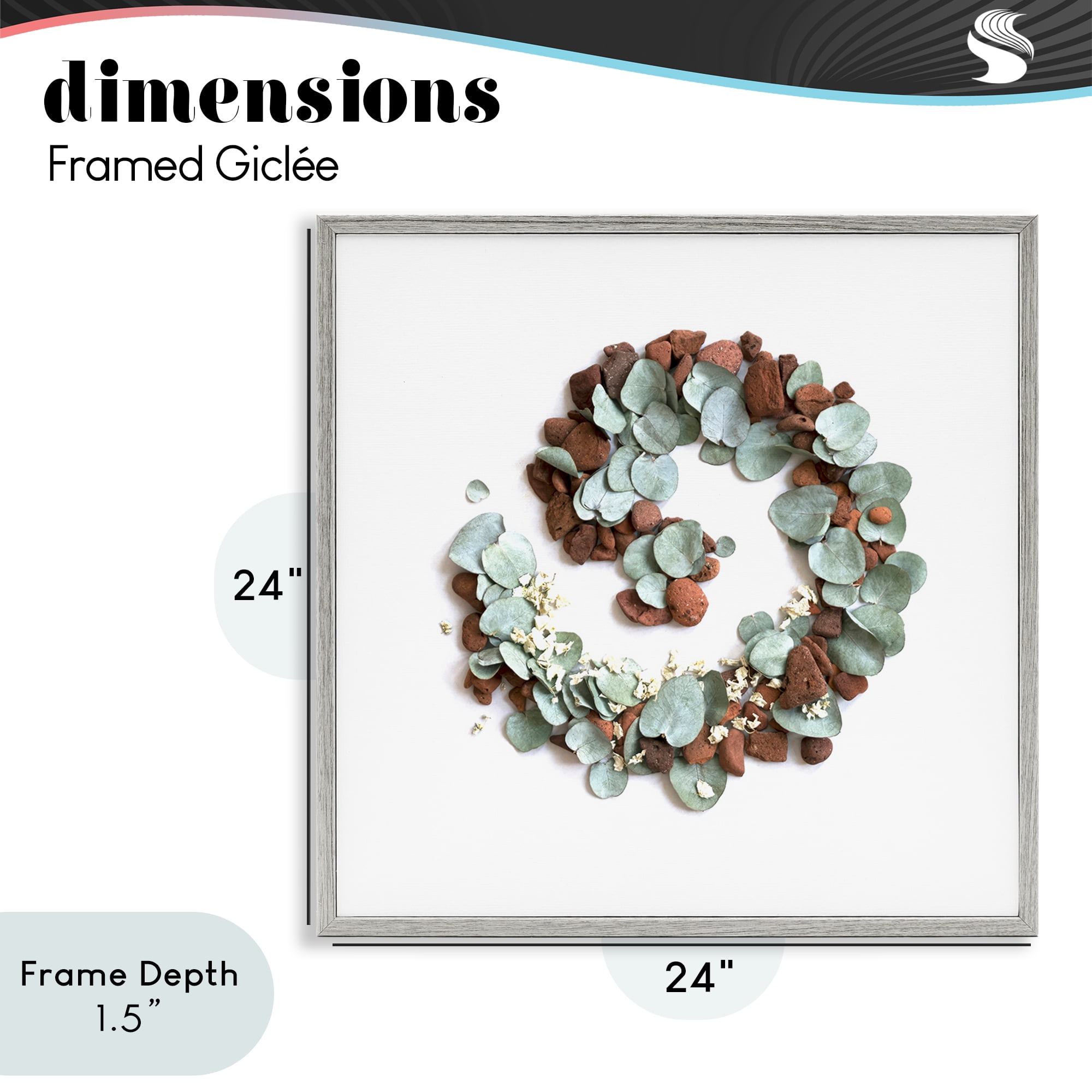 Stupell Industries Eucalyptus & Pebbles Spiral Gray Framed Giclee Art, design by Beth Adoette