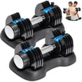 thumbnail image 1 of LifePro 5in1 Adjustable Dumbbells Set – 25 lb Each Quick Adjust Weights Dumbbells with Rack for Home Gym & Strength Training - Black, 1 of 9