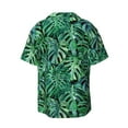 thumbnail image 2 of Vsdgher Monstera Leaves Print Men's Wrinkle Free Untucked Cuban Shirt Business Casual Button Down Shirts Short Sleeve Shirt, 2 of 7