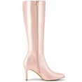 thumbnail image 4 of BLISSFUL STEP Valentine's Women's Boot Pointed Toe Side Zipper Stiletto Heel Knee High Boots Pink 6, 4 of 8