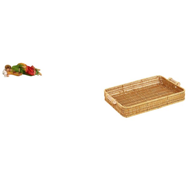 Escultura de resina de José, figura de Jesús durmiente, adorno de escritorio, cesta de frutas tejida, plato de pan, estante de mesa, cuenco para servi