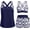 Navy Geometric, variant on Women's three piece Tankini swimsuit - abdominal control vest with bra, moderate swimsuit with pockets, shorts, bottom 2026