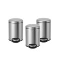 thumbnail image 1 of EKO Maggey Combo 3 Botes de basura redondo con pedal para baño 5L. 3 Pack acabado acero inoxidable c EKO 3 X EK9213MT-5L, 1 of 5