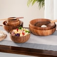 thumbnail image 6 of Flat Bottom Wooden Bowl Large Capacity Solid Color Wooden Bowl Acacia Wooden Bowl Multifunctional Food Bowl for Soup Noodle Nuts Type 12, 6 of 10