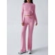 thumbnail image 4 of Conjuntos de 2 Piezas para Mujer, Larga, Cuello Redondo, Pantalones Acampanados de Cintura Alta, Conjuntos de Chándal, Ropa de Calle. Rosa M, 4 of 9