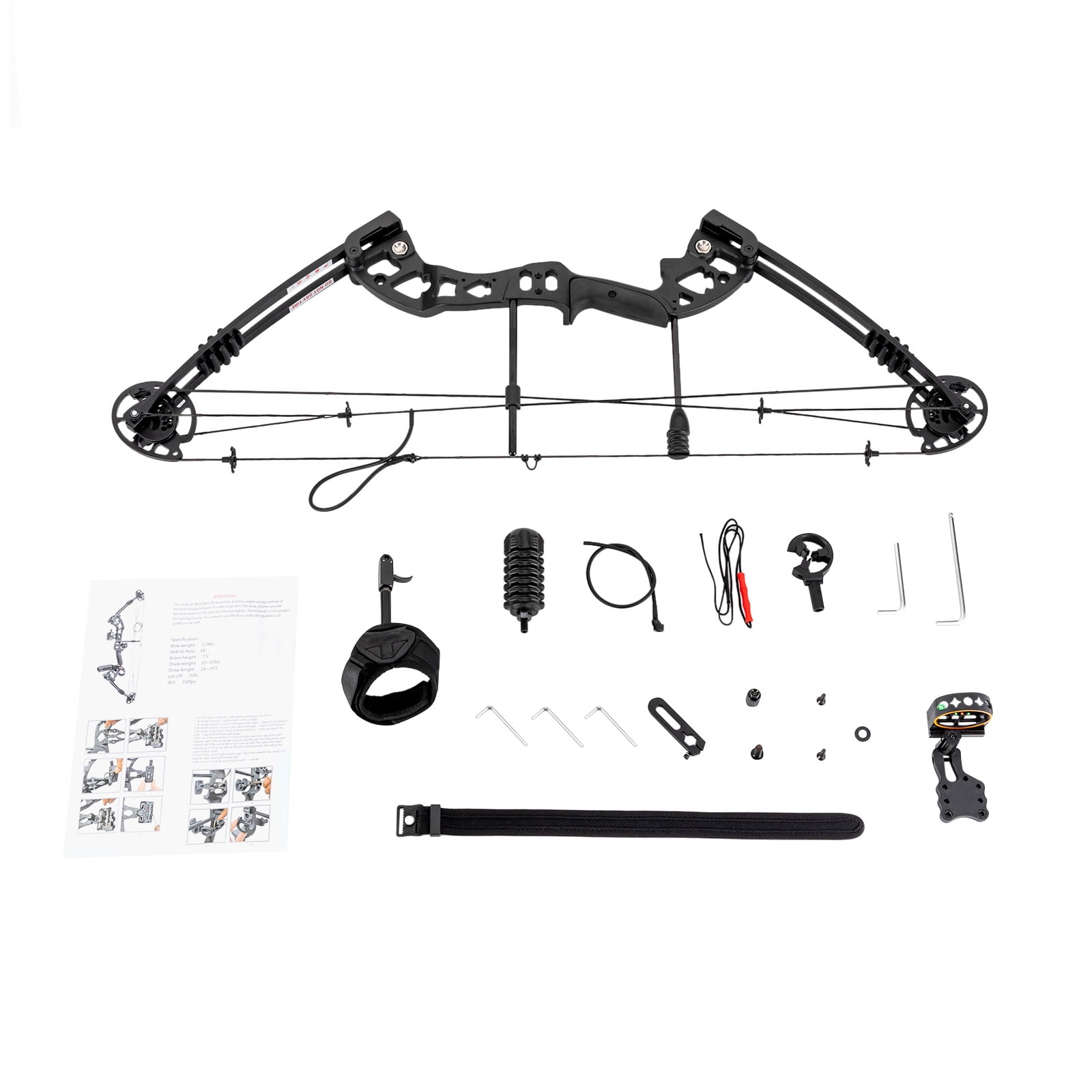 Black Compound Bow Kit with 12 Arrows Right Hand Archery Hunting Set 30-55lbs