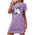 thumbnail image 2 of WJHWSX Womens Nightgown,Nightgowns for Women,Moisture Wicking,Comfort Fit,Printed,Purple,M(US:6), 2 of 5