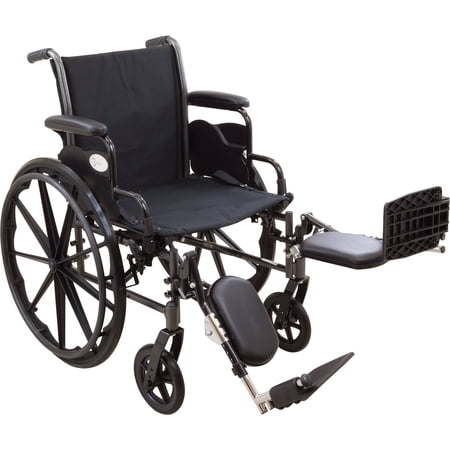 Roscoe Medical Steel Reliance III Wheelchair, 20" Seat with Elevating Legrests, 250 lb Capacity