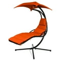 thumbnail image 2 of Gymax Patio Hammock Swing Chair Hanging Chaise w/ Cushion Pillow Canopy Orange, 2 of 9