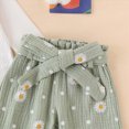 thumbnail image 5 of TOWED22 Baby Girl Outfits 3pc Clothes Set Fall Winter Long Sleeve Round Neck Print Bodysuit Romper + Bell Bottom Pants Headband Jumpsuit Set(Light Green,6-12 M), 5 of 9