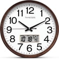 thumbnail image 1 of TIMESS 13" Reloj de Pared Digital con Marco de Veta de Madera Marrón, Calendario y Pantalla de Temperatura, Cuarzo Silencioso, 1 of 7
