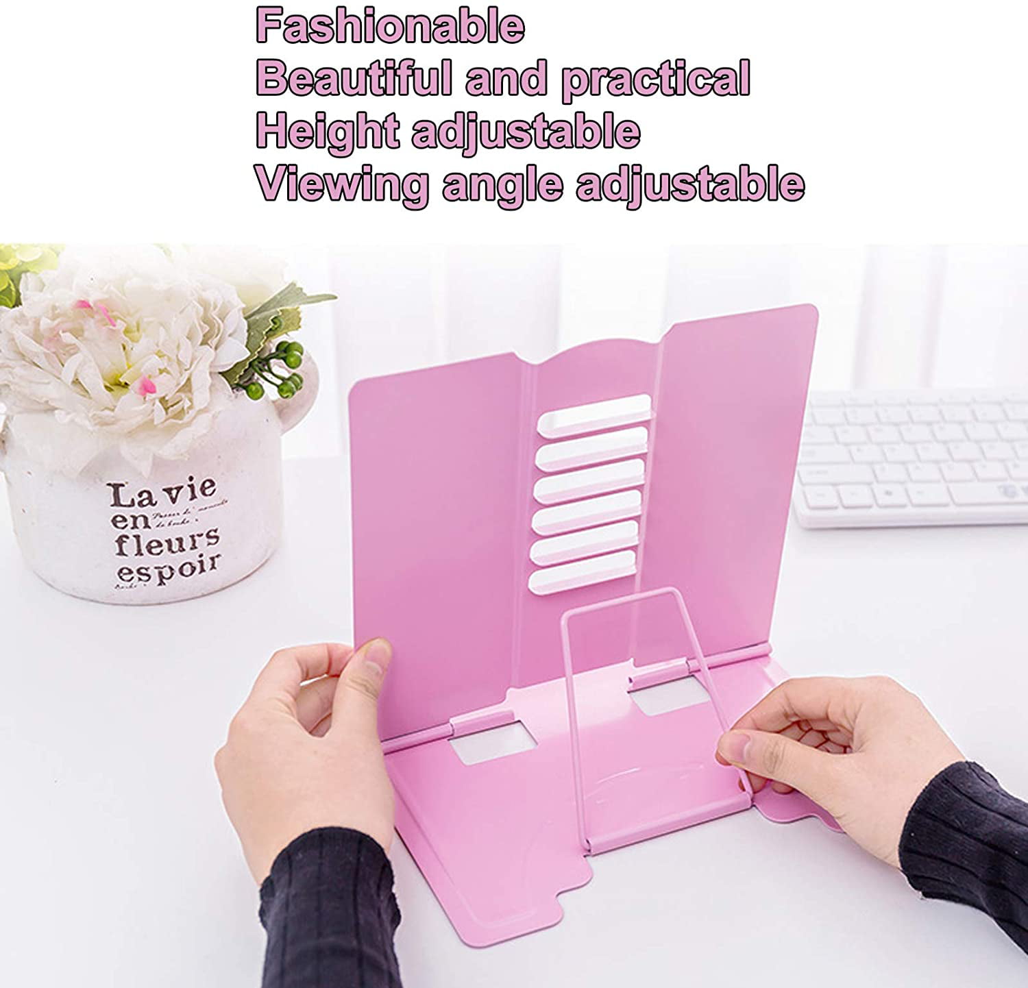 Metal Book Stand Desk Book Stand Metal Reading Rest Book Holder Adjustable  Portable Reading Book Stand for Textbooks, Notebooks, Drawing Books