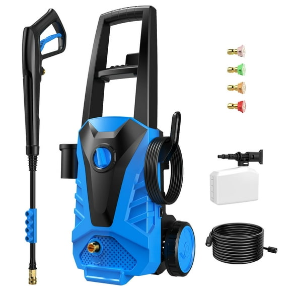 Blazezo High Pressure Washer Electric, 2100 PSI 2.0 GPM Power Washer with Foam Cannon and 5 Nozzles, Portable Cleaning Machine for Home Cleaning, Cars, Fences and Outdoor Use Easy to Store