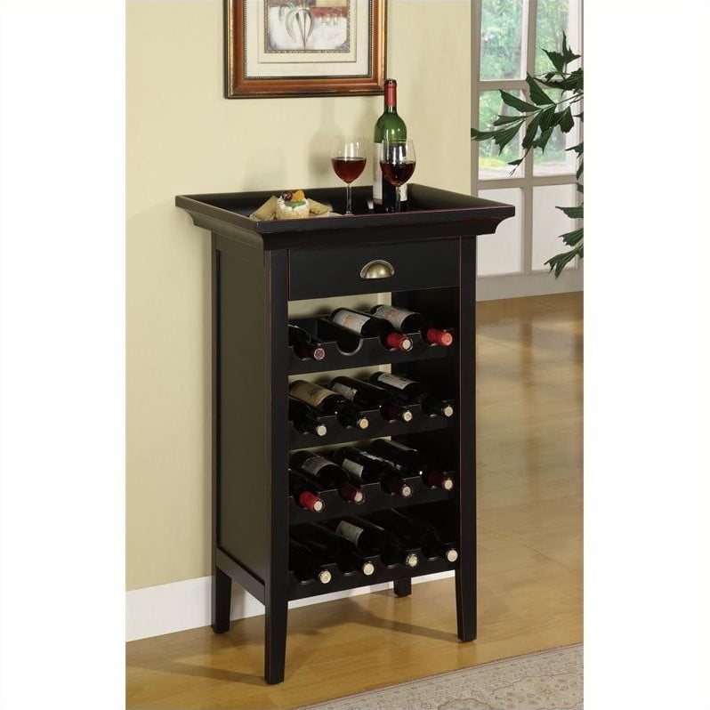 Powell Furniture Black With Merlot Rub Through Wine Cabinet