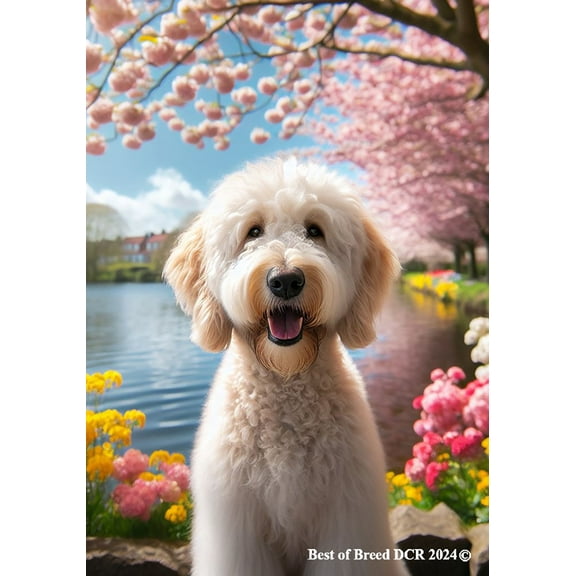 Labradoodle White - Best of Breed DCR Spring Garden Flag
