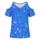 thumbnail image 2 of Camisas de Manga Corta para las Mujeres Blusa de Cuello Redondo de Impresión Casual, Top de Algodón de Imitación Ligero para el Hogar, el Uso Diario Y las Cuatro Estaciones, 2 of 4
