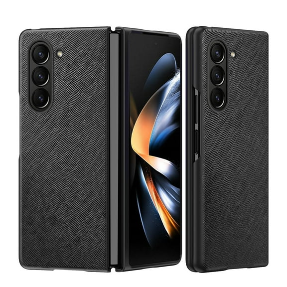 ELEHOLD for Samsung Galaxy Z Fold 5 2023 Leather Protective Case,Premium PU Leather Slim Lightweight Full Body Case Compatible with Galaxy Z Fold 5, Black