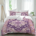 thumbnail image 2 of Purple Orange Boho Bedding 3 Piece Duvet Cover Set California King, Ethnic Geometric Middle Century Art Soft Microfiber Comforter Cover with Zipper Closure & Pillowcases, FadeResistant Quilt Cover, 2 of 9