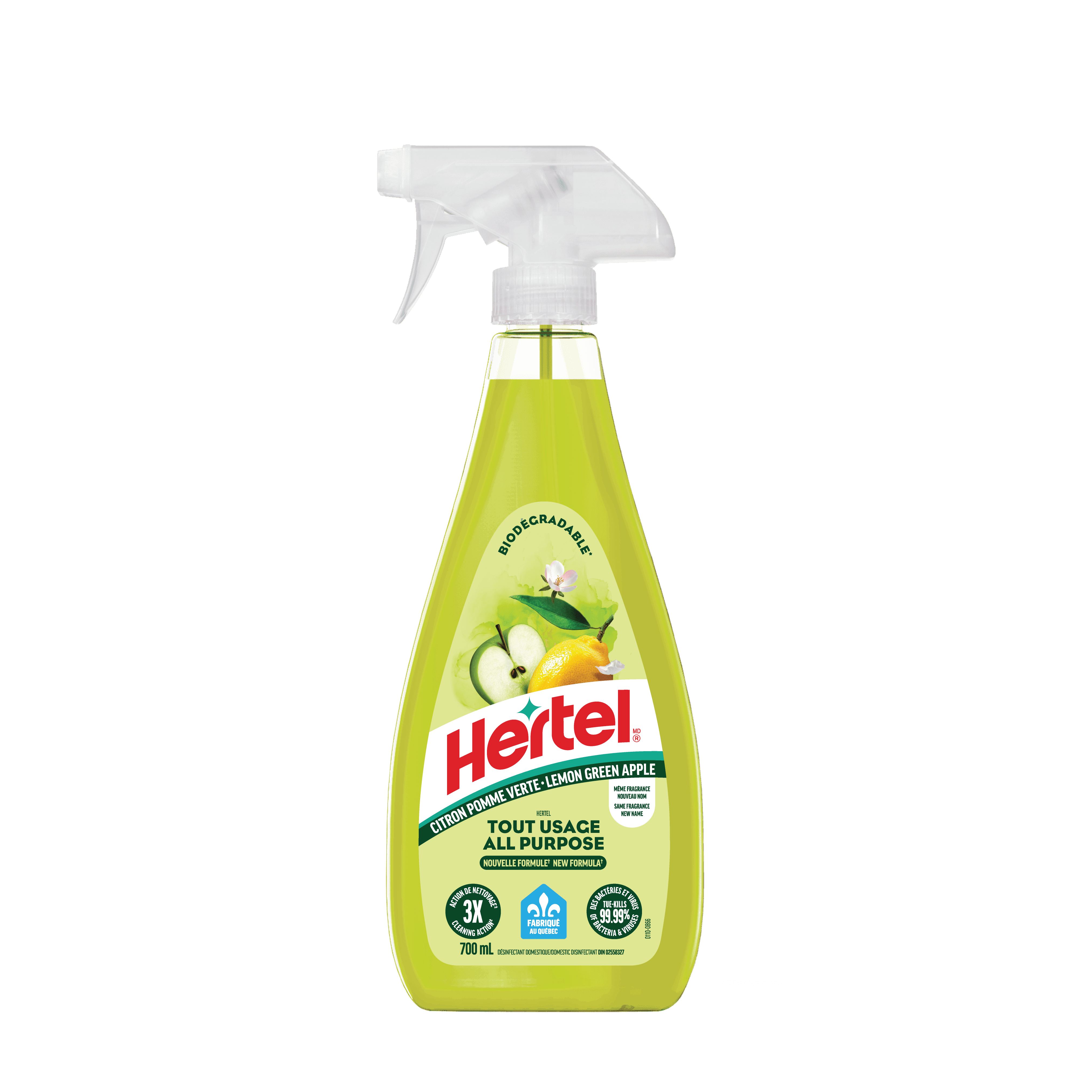 Hertel Disinfectant All Purpose Cleaner, Lemon green apple, 700ml