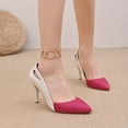 thumbnail image 2 of KEGIRLOM Women Spring/Summer Trendy Pointed Color Blocked Fine Heel Hollow Large High Heels Hot Pink 7.5, 2 of 9