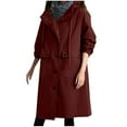 thumbnail image 2 of ClodeEU Women's Long Waterproof Rain Hooded Coats With Pockets,Casual Trendy Windbreaker Wine,Womens Plus M, 2 of 6