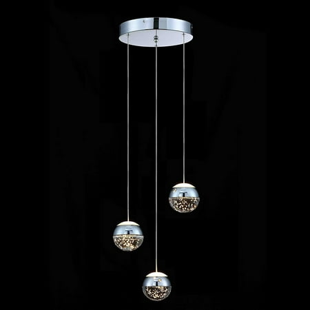 

MANXING Modern Globe Pendant Light: Mini LED Pendant Lighting Fixture with Bubble Crystal Ball for Kitchen Island Bar Bathroom Bedside - Matt Black