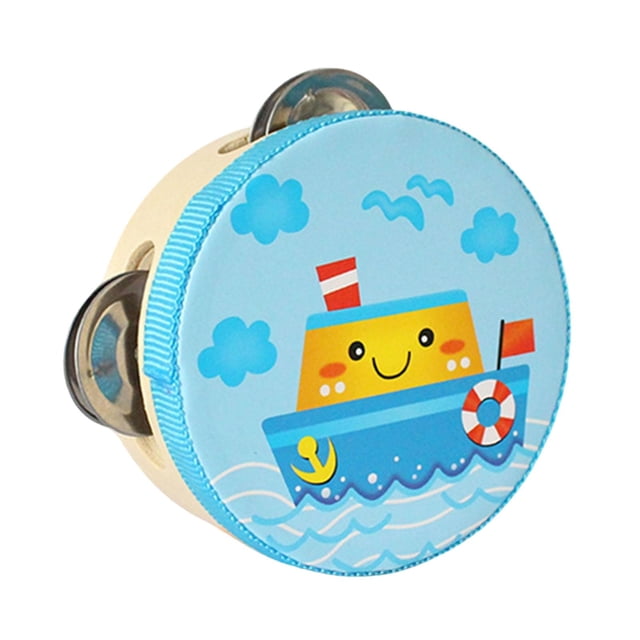 Pandereta de mano de madera de , instrumentos de percusión, tambor de mano, juguete educativo para juegos, juguetes, karaoke, niños pequeños 10 centímetros