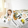 thumbnail image 5 of jejeloiu Cute Cartoon Train Bedding Comforter Set,Transportation Vehicle Twin Comforter Sets,White Yellow Orange Bedding Set For Kids,Uxury Bedroom Decor Reversible,2pcs, 5 of 8
