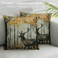 thumbnail image 3 of Creowell Deer Throw Pillow Cushion Cover, Deer in Forest Autumn Colors Trees Foliage Wilderness Seasonal Artwork, Decorative Square Accent Pillow Case 18x18in, 3 of 5