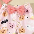 thumbnail image 6 of TIREOW Newborn Baby Girl Halloween Bell Bottom Outfit Long Sleeve Ribbed Solid Color Romper Pumpkin Print Flared Pants with Bow Headband 3Pcs Fall Clothes, 6 of 8