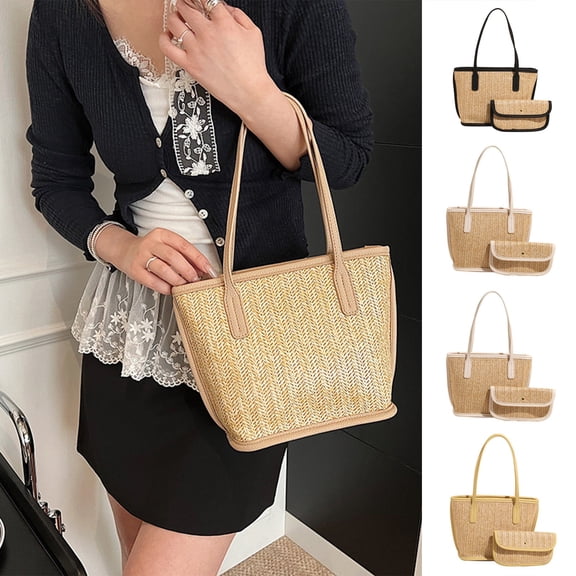 Stylish Woven Tote Handbag For Women Casual Daily Use Work Shopping Shoulder Bag
