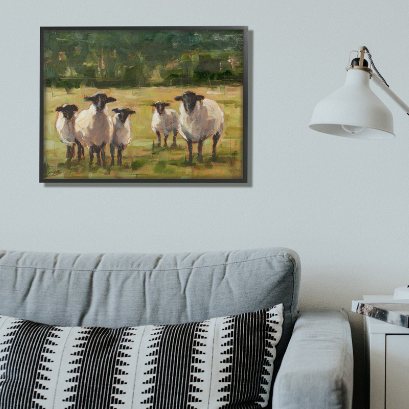 The Stupell Home Decor Collection Flock of Sheep Family Painting Wall Art
