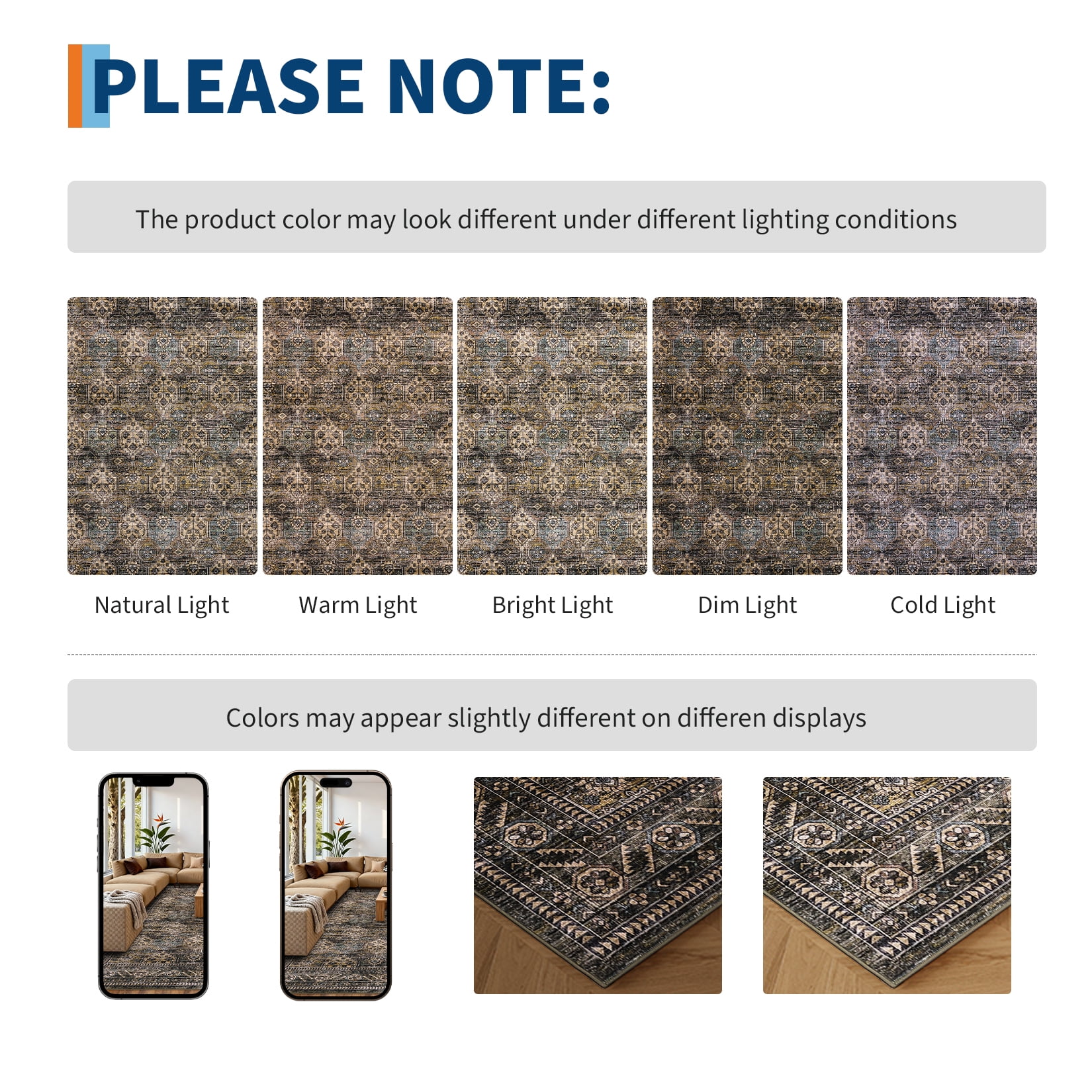 Hasoo 9' x 12' Area Rug for Living Room Boho Vintage Home Decor Washable Non Slip Throw Rug Floral Bedroom Indoor Carpet, Beige