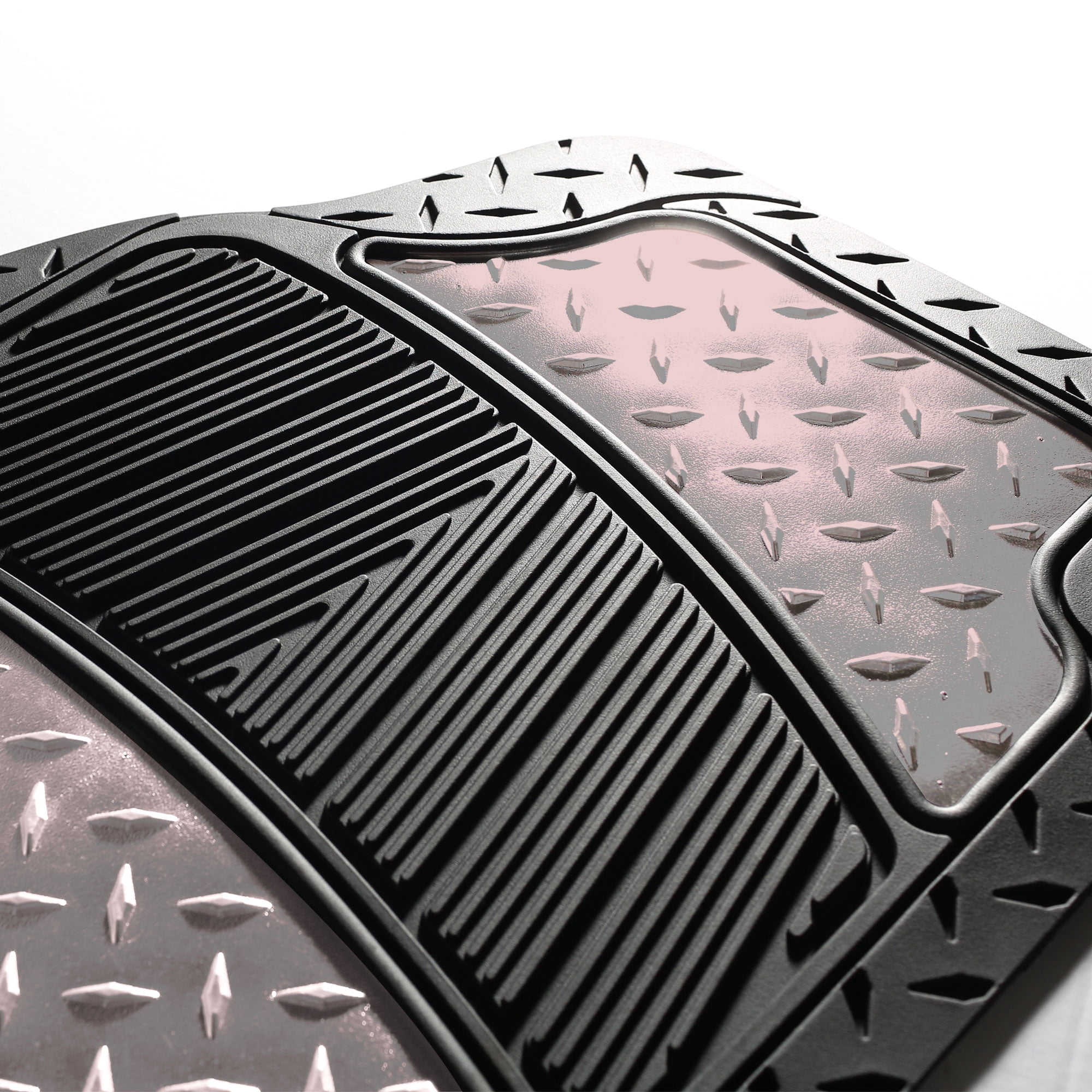 FH Group Climaproof Rubber Car Floor Mat, Universal 4pc Gray Floor Mats with Air Freshener