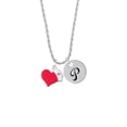 thumbnail image 2 of Delight Jewelry Silvertone Red Heart with Nurse Hat Silvertone Script Initial Disc - P - Charm Necklace, 20"+3", 2 of 4