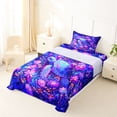 thumbnail image 5 of jejeloiu Neon Floral Sea Turtle Twin Sheets For Girls,Underwater Garden Flowers Bedding,Purple Pink,3pcs,1 Fitted Sheet and 1 Pillowcase, 5 of 6