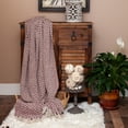 thumbnail image 2 of Burgundy Handloom Herringbone Weave with Tassels, 2 of 5