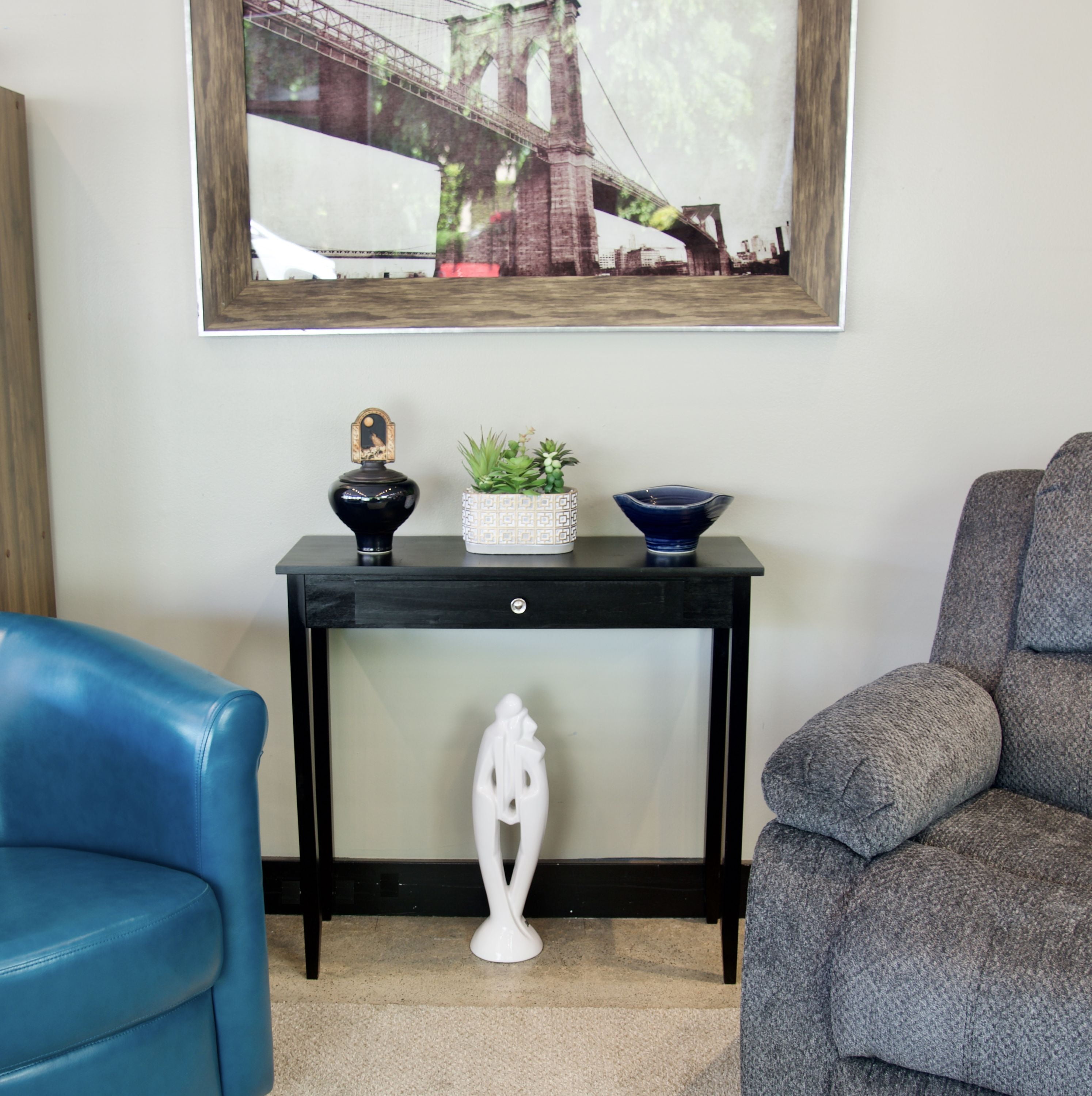 Casual Contemporary Living Modern Acacia Acacia Living Console Table, Black Matte