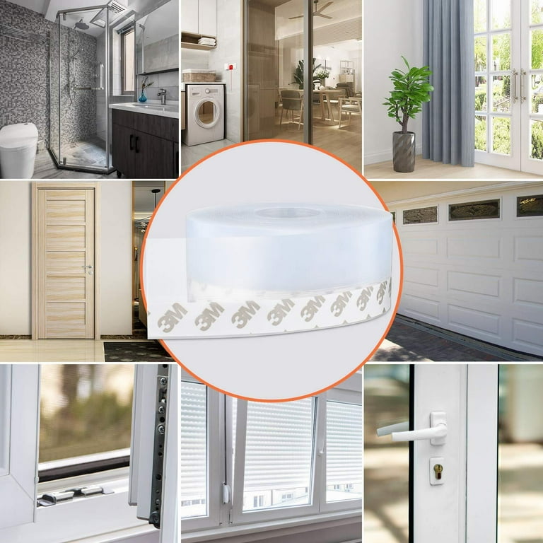 32 FT Silicone Weather Stripping Seal - 45MM Wide Adhesive Draft Stopper For Doors, Windows, & Shower Glass