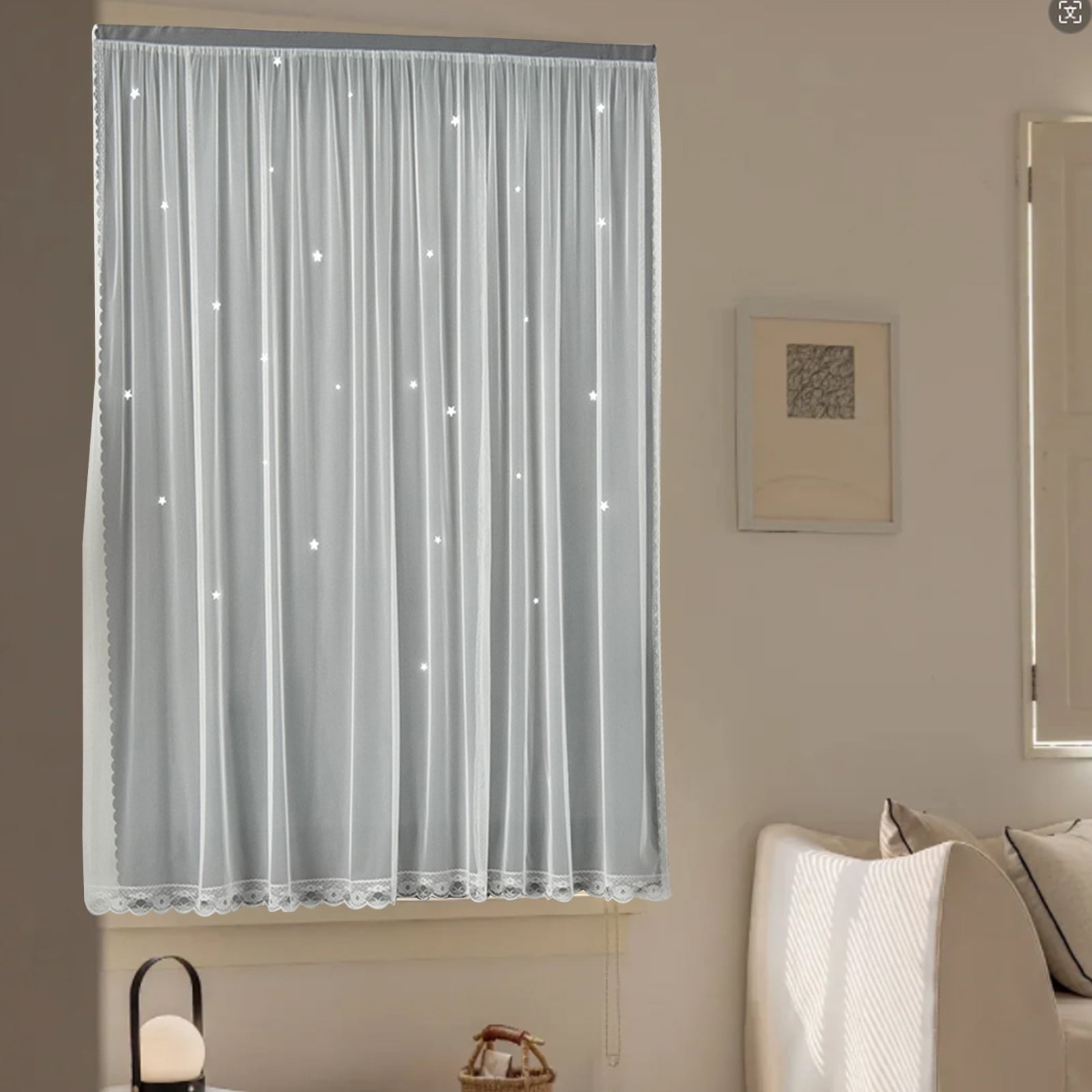 Blackout Curtains with Sheer Overlay Noise Reduction Panels for Bedroom and Living Room Light Blocking and Energy Saving, 59.05*39.37 inches, Set of 1