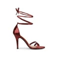 thumbnail image 3 of BLISSFUL STEP Lace Up Open Toe Stiletto Heeled Sandals for Women Maroon 6, 3 of 7