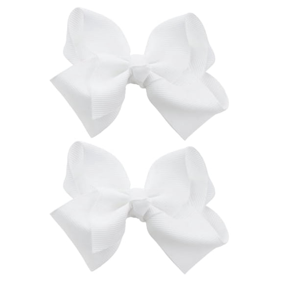 TUWAFE Toddlers' Girls' Smooth Grosgrain Ribbon Bow Alligator Clip, White Bows for Girls Hair