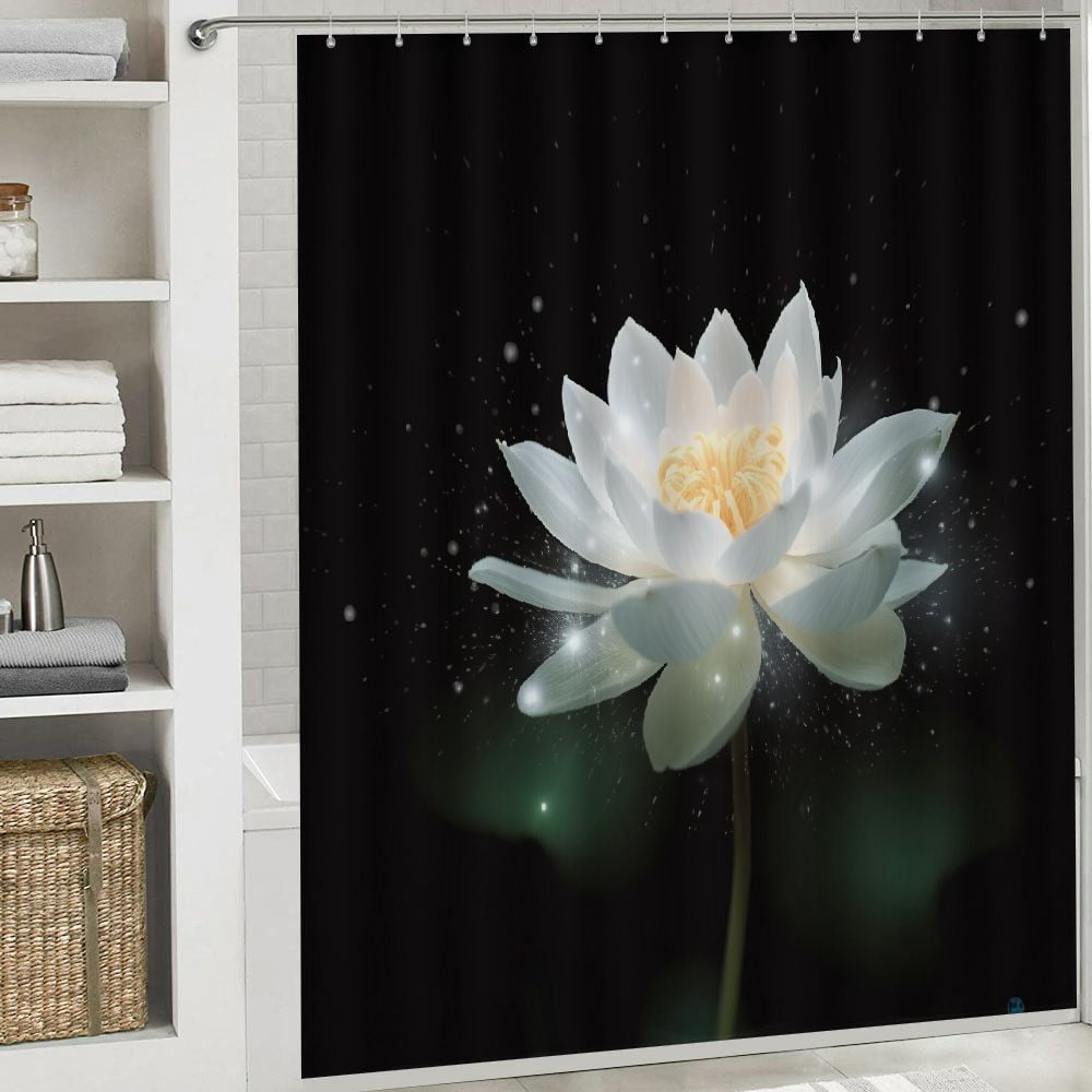 PRATYUS Flowers Sparkle Hologram Shower Curtain Waterproof Bath Decor for Kids with Hooks Set, Polyester Fiber Bathroom Decorative Curtain Variety Sizes 60"x72