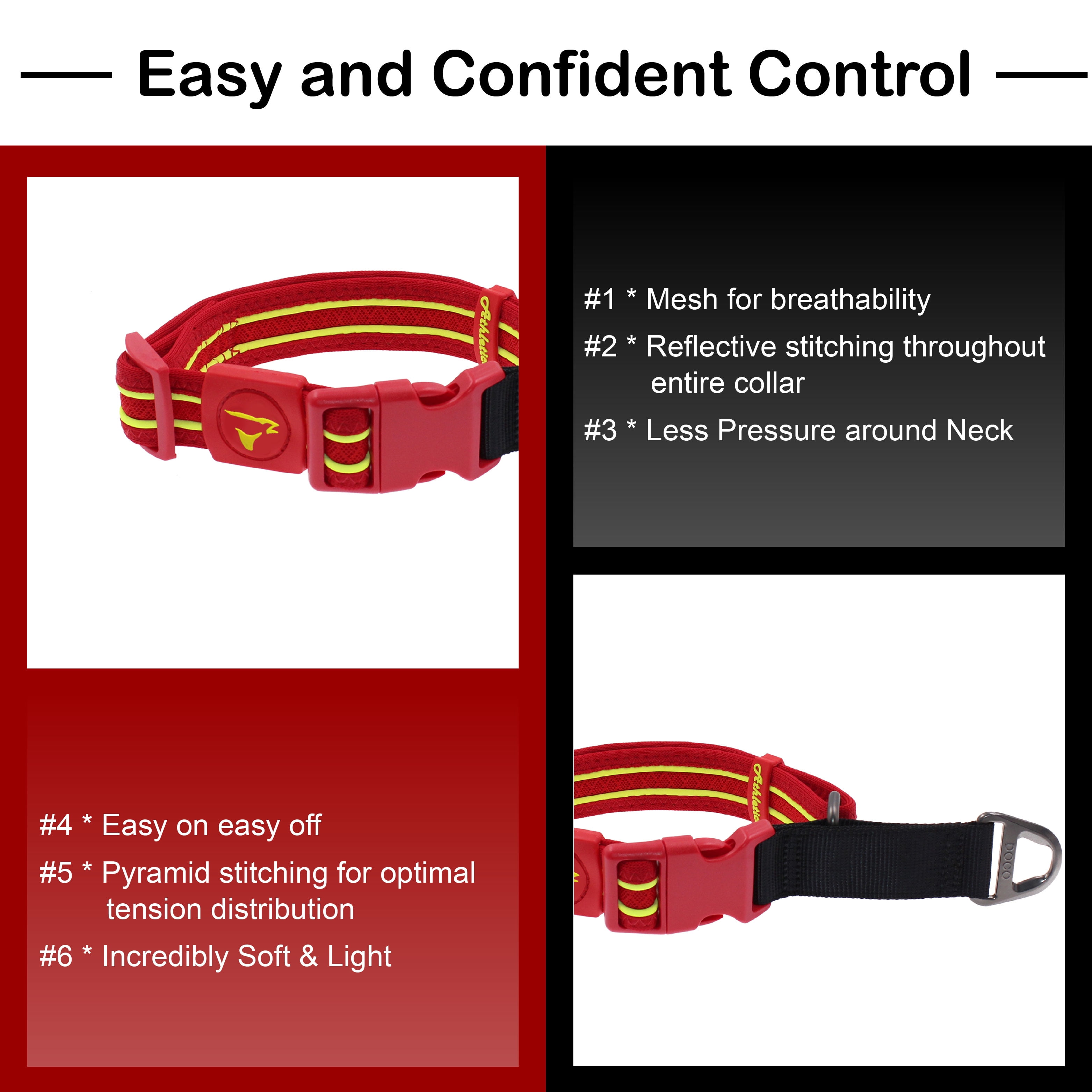 DOCO Solar Martingale Collar for Medium and Large Dogs, Heavy-Duty Reflective Mesh Collar